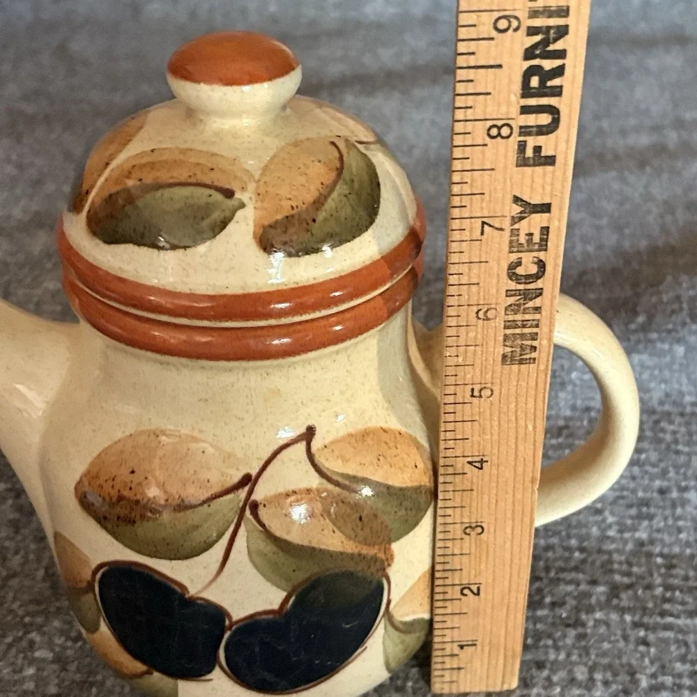 Vintage Waechtersbach Teapot And‎ Creamer Plum Leaf West Germany Stoneware 1970s